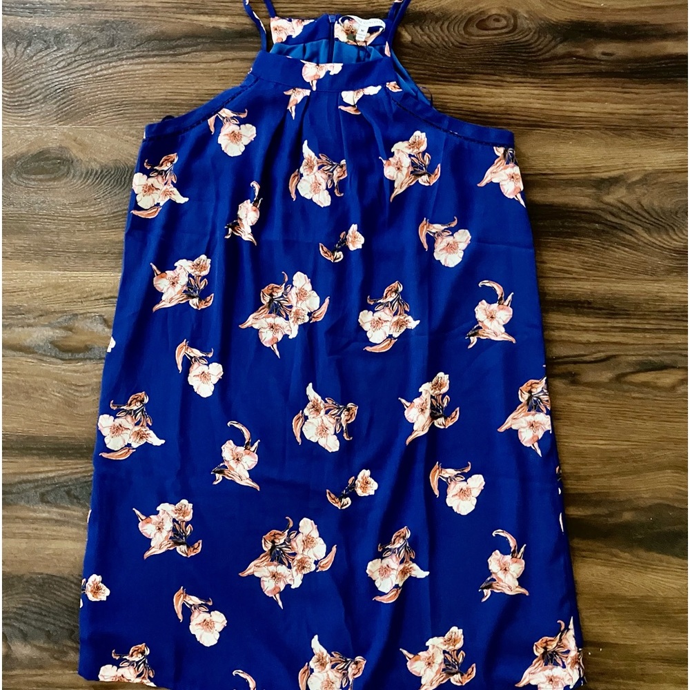 Collective Concepts Royal Blue Floral Loose Fit Dress Size Medium NEW